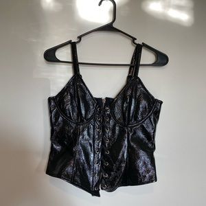 Faux Leather LaceUp Top